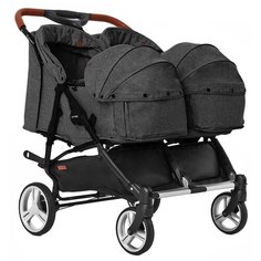 Универсальная коляска для двойни CARRELLO Connect CRL-5502/1 2 в 1, serious black, цвет шасси: черный