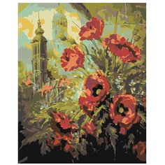Картина по номерам, "Живопись по номерам", 40 x 50, ARTH-AH135, маки, город, пейзаж, здание, цветы, лето