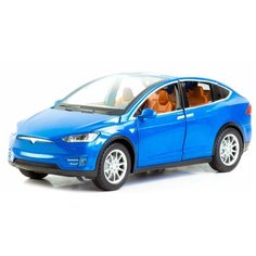Машинка модель металлическая Tesla Model X звук свет 1/22 21 см.(HCL-911A) (Цвет: Синий) Serinity Toys