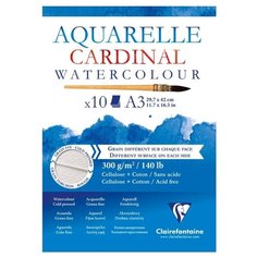 Альбом для акварели 10л., А3, на склейке Clairefontaine "Cardinal",300г/м2,торшон,холод.пресс.,хлоп, цена за штуку, 304067
