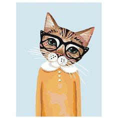 Картина по номерам, "Живопись по номерам", 45 x 60, A343, котёнок, очки, пижама, умный взгляд, поп-арт