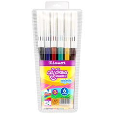 Фломастеры Luxor "Coloring", 06цв, смываемые, ПВХ, европодвес