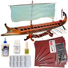 Модель парусного корабля Amati (Италия), Greek Bireme, М. 1:35, подарочный набор для сборки + инструменты, краски, лак, клей