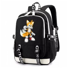 Рюкзак Соник (Sonic) черный с USB-портом №1 Noname