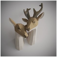 3D-конструктор оригами фигура Оленята подарочный набор на новый год 2022 для сборки полигональной фигуры Бумажная логика