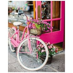 Алмазная мозаика круглая Colibri Розовый велосипед 40х50 см