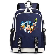 Рюкзак герои Микки Маус (Mickey Mouse) синий с USB-портом №6 Noname
