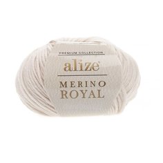 Пряжа Alize Merino Royal -3 шт, слоновая кость (67), 100м/50г, 100% мериносовая шерсть /ализе мерино роял/