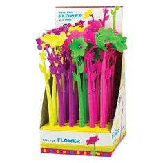 Ручка фигурная шариковая CENTRUM "Flower", Синяя, корпус ассорти, узел 0,7 мм, 5 штук