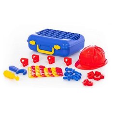 Игровой набор, детские инструменты мальчикам, с каской, Размер чемодана - 34,5 х 10 х 28 см. Ярик