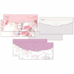 Папка-конверт на кнопке Travel, 180мкм, Flower Dreams ассорти, 6 шт. уп Attache Selection