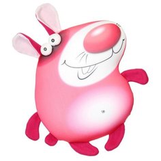 Мягкая игрушка - подушка антистресс Штучки, к которым тянутся ручки Пучеглаз Заяц, розовый, символ года 2023, подарок на новый год