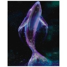 Алмазная мозаика «Неоновый кит», LG242 / 40х50 см / Полная выкладка / Холст на подрамнике / Картина стразами Цветной