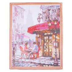 Алмазная мозаика «Влюбленные в кафе», LG126 / 40х50 см / Полная выкладка / Холст на подрамнике / Картина стразами Цветной