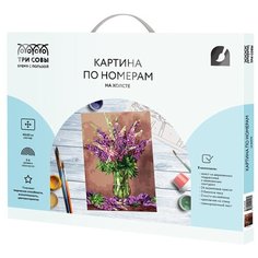 ТРИ СОВЫ картина по номерам Люпины, 50 х 40 см, разноцветный