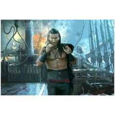 Картина по номерам на холсте черные паруса пират море - 1426