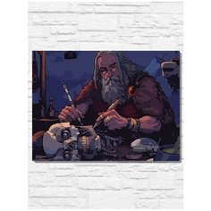 Картина по номерам на холсте Фэнтези киберпанк (череп, скелет, робот, киборг) - 9524 Г 30x40