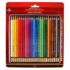 Карандаши акварельные набор 24 цвета, Koh-I-Noor Mondeluz 3724, в металлическом пенале, блистер./В упаковке шт: 1