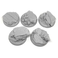 Набор круглых подставок для миниатюр (Вархаммер, Warhammer и пр.) "Скалы", 30 мм, непокрашенные, 5 шт. Pandoras Box Studio