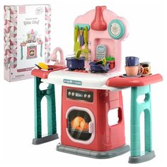 Кухня игрушечная детская с посудой, духовкой и продуктами (вода, свет, пар) высота 60 см/ Игровой набор 661-516 в коробке NO Name