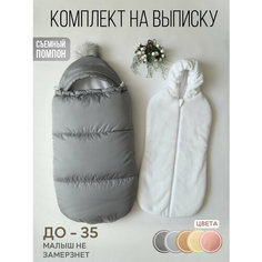 Конверт комплект на выписку зима (зимний) для новорожденного, 62 р, серый Ma Va