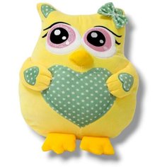 Мягкая игрушка обнимашка Совушка с бантиком желтая 40 см китай