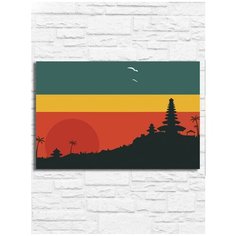 Картина по номерам на холсте минималистичный пейзаж (Ямайка, закат, минимализм, пальмы) - 9260 Г 20x30