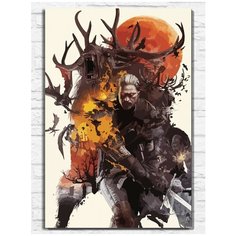 Картина по номерам на холсте Игра Witcher Ведьмак (PS 5, PS 4, PS 3, Xbox 360, Xbox ONE, PC, ios) - 9481 В 60x40