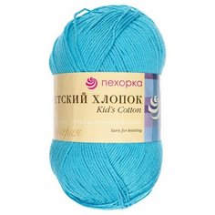 Пряжа Пехорка Детский Хлопок - 2 мотка 223 светлая бирюза 100% мерсеризованный хлопок 330м/100г