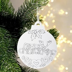 Ёлочное украшение под раскраску «Merry Christmas» размер: 10×12×0,5 см, 4 шт, краски 6 цв по 2 мл, кисть Школа талантов