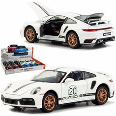 Машинка игрушка металлическая 1:32 Porsche 911 Turbo S (Порше) инерционная детская / Белый Denco Store