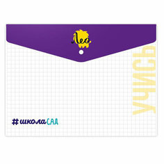 Папка-конверт с кнопкой "Лео" "Учись" А4 180 мкр. Воскресенская карандашная фабрика