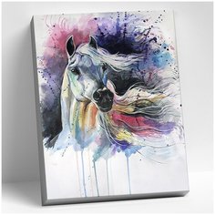 Картина по номерам на холсте с подрамником Molly "Лошадь акварелью", Раскраска 40x50 см, Лошади Поп-арт Животные Стили