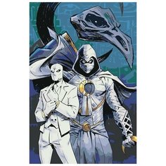 Картина по номерам на холсте на подрамнике ЖПН "Лунный рыцарь", Раскраска 40x60 см, Фэнтези Мужчины Кинематограф Люди