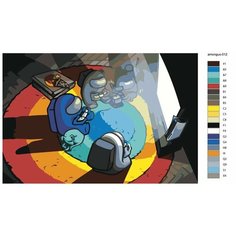 Картина по номерам "Among Us Амонг Ас: Персонажи у телевизора", Раскраска 40x60 см, Мультфильмы