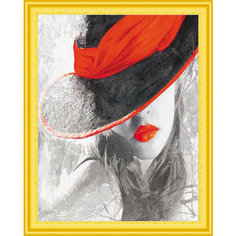 Алмазная мозаика круглая "Девушка в шляпе" 40x50 см Paintboy