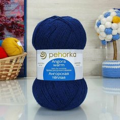 Пряжа пехорка Ангорская теплая (Пехорка), Т. Синий - 04, 40% шерсть, 60% акрил, 5 мотков, 100 г, 480 м.
