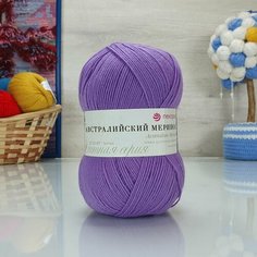 Пряжа пехорка Австралийский меринос (Пехорка), Св. фиалка - 389, 95% мериносовая шерсть, 5% высокообъемный акрил, 5 мотков, 100 г, 400 м.