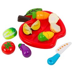 Игровой набор продукты для резки на липучках с ножом, 9 предметов, в ассортименте (228D4-10) Поваренок