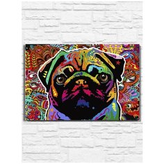 Картина по номерам на холсте Красочный мопс - 9094 Г 60x40