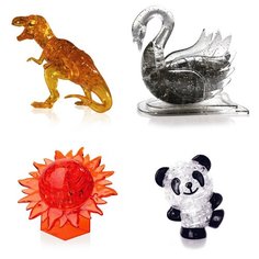 Игрушки на Новый год Сборная модель комплект подарочный 4 пазла Идеи подарков ребенку 23 февраля Динозавр, Лебедь, Шар Солнце, Панда Со светом Iq Toy