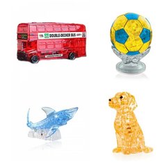 Игрушки новогодний 3д пазл комплект подарочный из 4х штук Идеи подарков родительский комитет день рождения Автобус, Футбольный мяч, Акула, Собачка Iq Toy