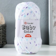 Пряжа "Baby color" 100% акрил 150м/50гр (201 бел-фиолет-бирюза) Yarn Art