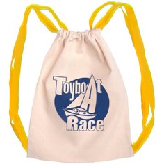 Мешок для обуви / Летний легкий рюкзак LETO "Toyboat Race", бежевый с желтыми лямками Sailmerch