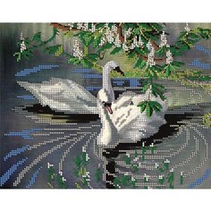 Алмазная мозаика картина Лебеди 35*27,5см Diamant