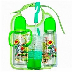 Набор для кормления Бусинка 2 бутылочки по 250 мл, 2 ершика, нагрудник, в пакете (1113) Businka