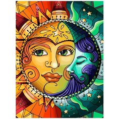 Картина по номерам на холсте солнце и луна (звёзды, космос, планеты) - 8526 В 30x40