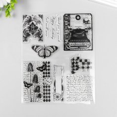 Штамп для творчества силикон "Записки и гербарий" 17х21,5 см Noname