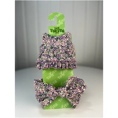 Комплект одежды для кукол и пупсов: Платье "Лиловые цветочки", бант на голову (для кукол с обхватом талии 13-16 см), арт. 10 Tukitu