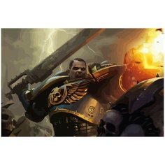 Картина по номерам на холсте warhammer 40.000 воин ультрамарин - 2